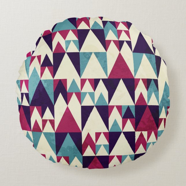 Coussins Ronds Motif géométrique triangle rétro (Devant)