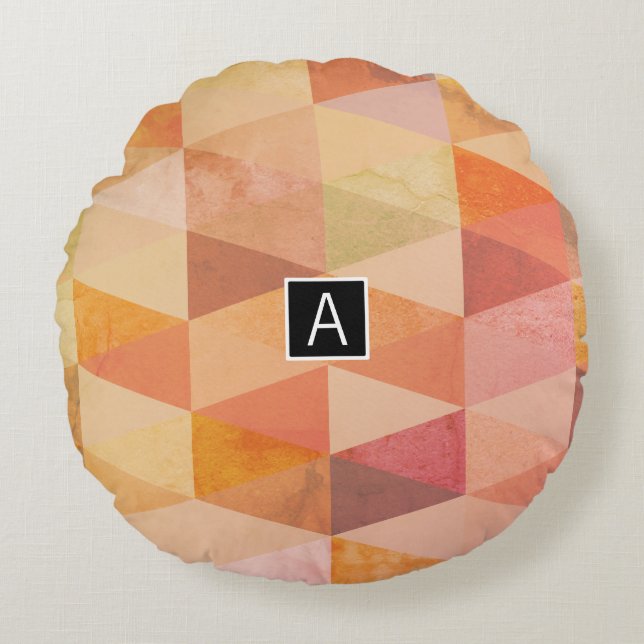 Coussins Ronds Motif géométrique Triangle souple | Monogramme (Devant)
