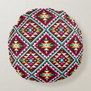 Coussins Ronds Motif géométrique tribal transparent coloré