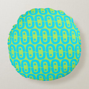 Coussins Ronds Motif géométrique turquoise et vert lime