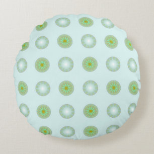 Coussins Ronds Motif géométrique vert pastel et gris