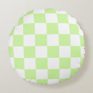 Coussins Ronds Motif Gingham à carreaux vert pastel