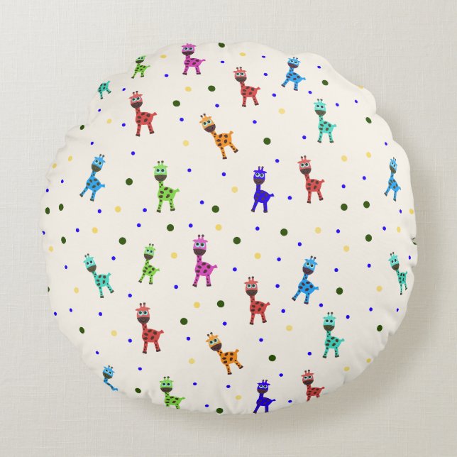Coussins Ronds Motif Giraffes (Devant)
