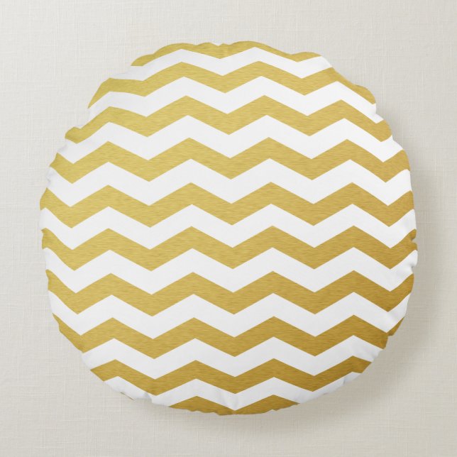 Coussins ronds Motif Gold Chevron (Devant)