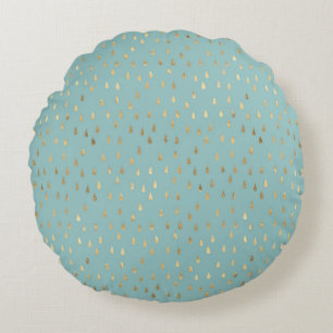 Coussins Ronds Motif goutte de pluie en feuille d'or