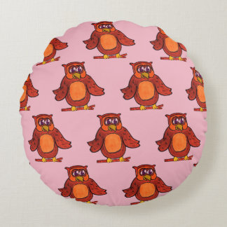 Coussins Ronds Motif heureux mignon de hiboux de bande dessinée