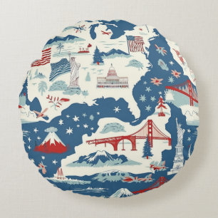 Coussins Ronds Motif historique vintage-américain (2)