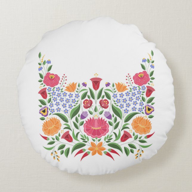 Coussins Ronds Motif hongrois de gens - fleur de broderie de (Dos)