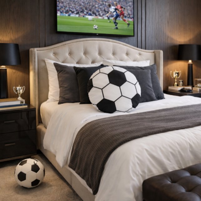 Coussins Ronds Motif inspiré d'un ballon de football Imprimé géom (Créateur téléchargé)