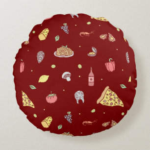 Coussins Ronds Motif italien. Cuisine italienne sans couture