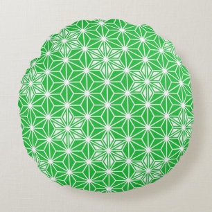 Coussins Ronds Motif japonais Asanoha - vert jade
