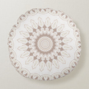 Coussins Ronds Motif Mandala Beige et Crème