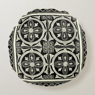 Coussins Ronds Motif Mandala noir et blanc par Vision Studio