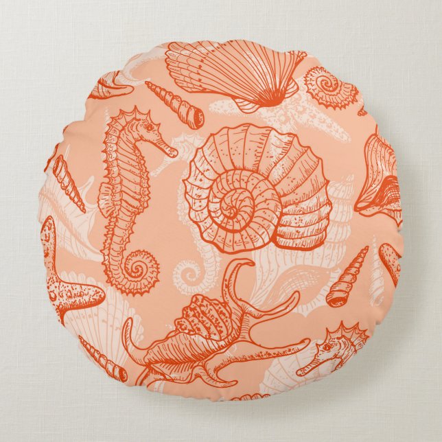 Coussins Ronds Motif marin sans soudure (Devant)