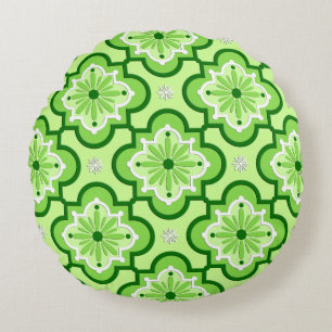 Coussins Ronds Motif marocain en tuiles - Vert citron
