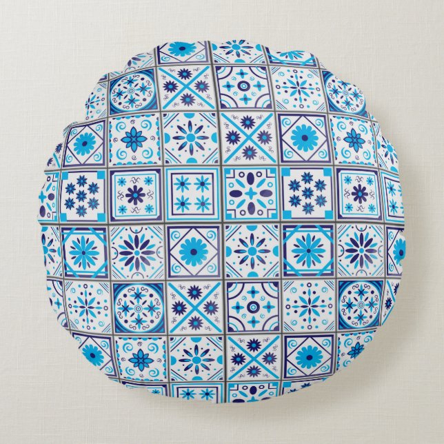 Coussins Ronds motif marocain traditionnel Abstrait (Devant)