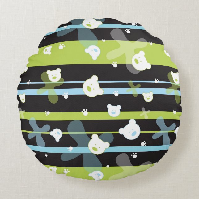 Coussins Ronds Motif mignon avec peu d'ours (Devant)