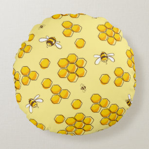Coussins Ronds Motif mignon et transparent avec abeilles volantes