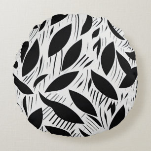 Coussins Ronds Motif minimaliste noir et blanc moderne