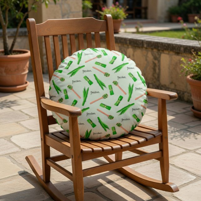 Coussins Ronds Motif Moderne à Feuille de Pandan (Créateur téléchargé)