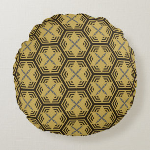 Coussins Ronds Motif moderne sans couture, couleur or. Ba géométr