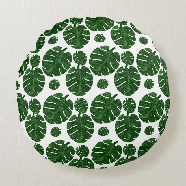 Coussins Ronds Motif Monstera  (Devant)
