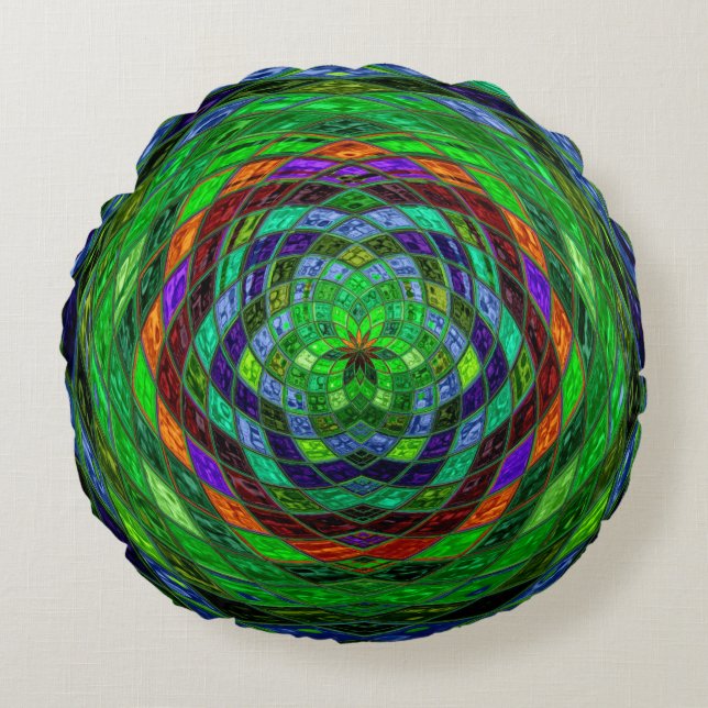 Coussins Ronds Motif mosaïque Abstrait #4 (Devant)