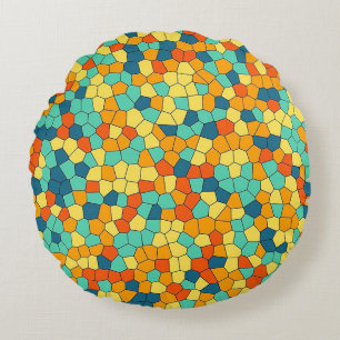 Coussins Ronds Motif mosaïque vibrant