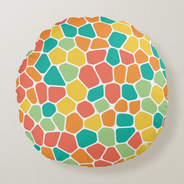 Coussins Ronds Motif Mosaïque Vibrant (Devant)