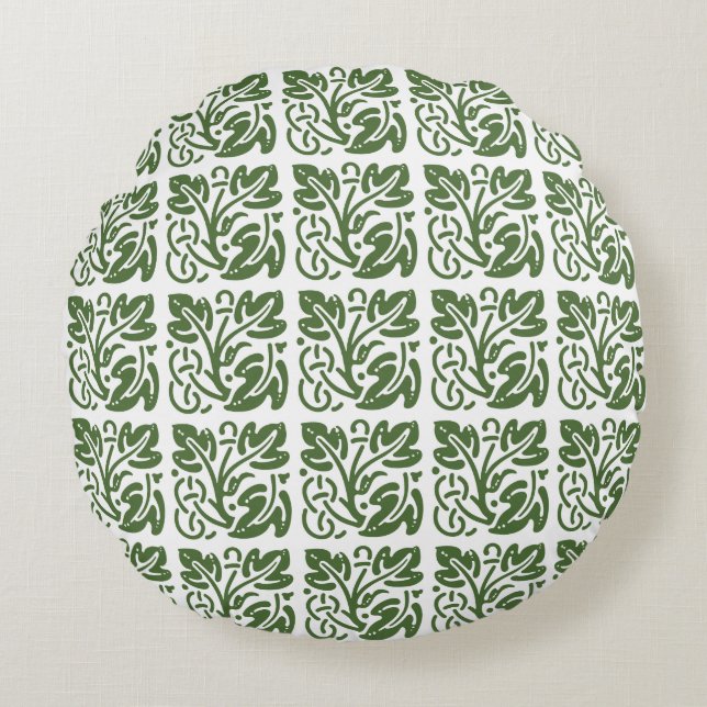 Coussins Ronds Motif/Multi-Feuille/vert d'automne (Devant)