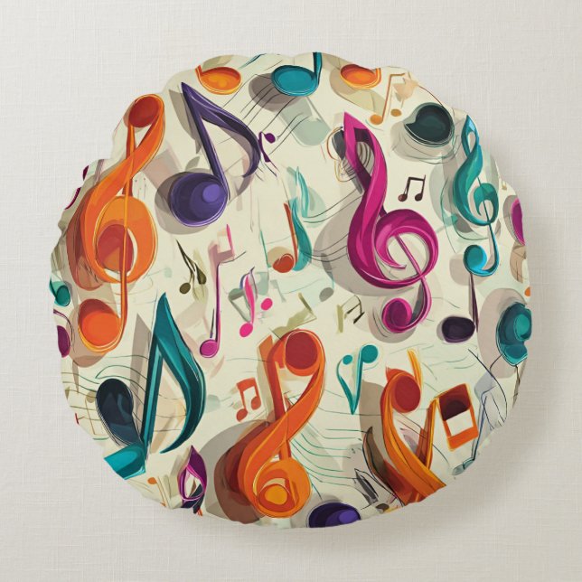 Coussins Ronds Motif musical coloré (Devant)