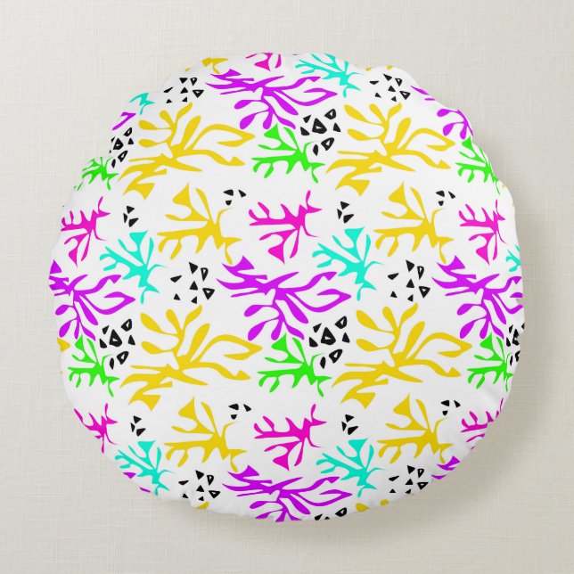Coussins Ronds motif néon multicolore Abstrait (Devant)