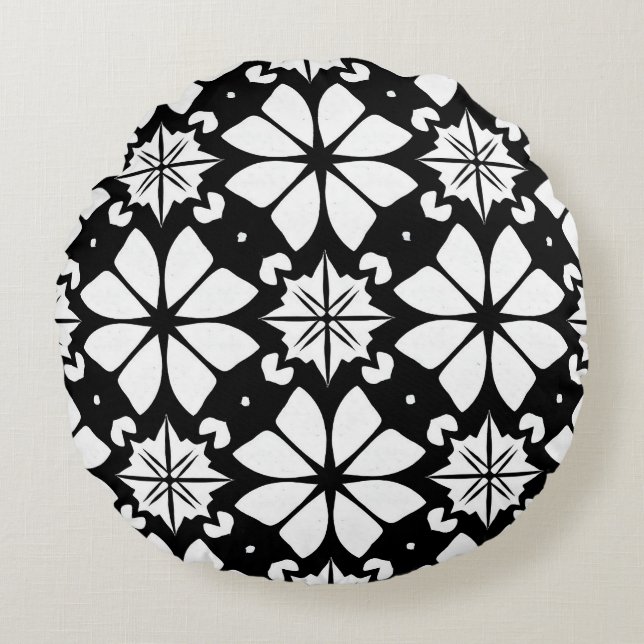 Coussins Ronds Motif noir et blanc (Devant)