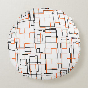 Coussins Ronds Motif noir orange élégant