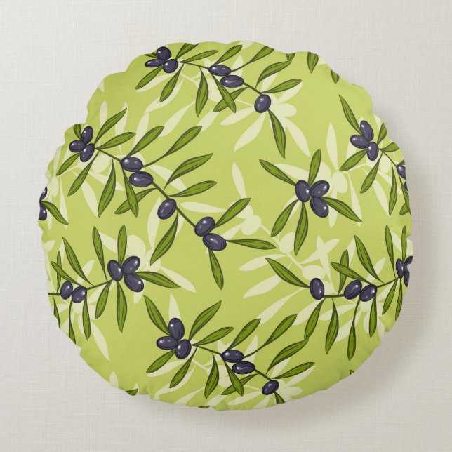 Coussins Ronds Motif olive (Devant)
