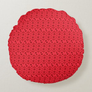 Coussins Ronds Motif optique Coeurs rouges