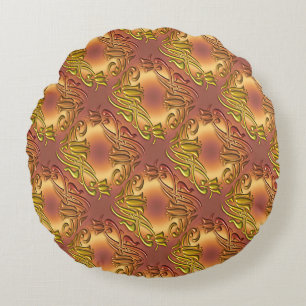 Coussins Ronds Motif or damassé floral