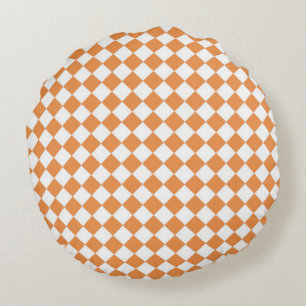 Coussins Ronds Motif orange en pastel de damier de diamant