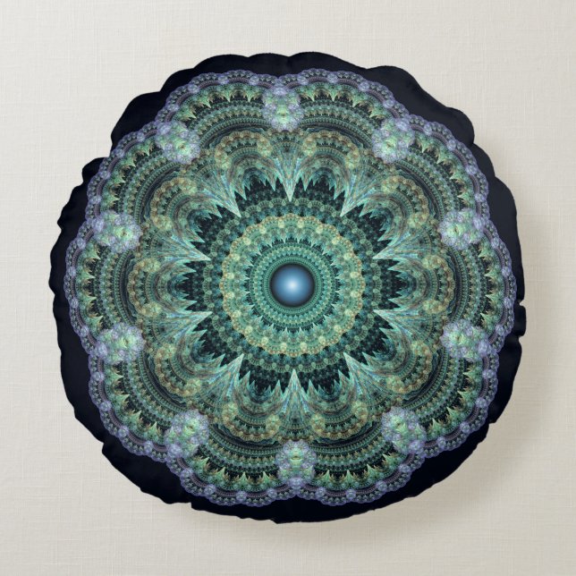 Coussins Ronds Motif oriental fractal (Devant)