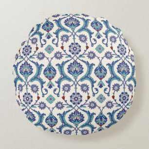 Coussins Ronds Motif ornemental floral. Cuir arabe traditionnel