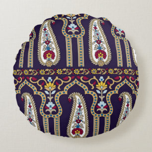 Coussins Ronds Motif paisible traditionnel géométrique avec bordu