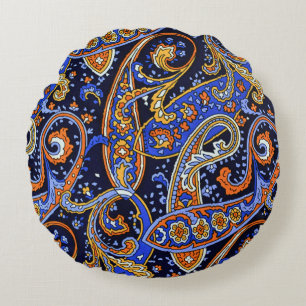 Coussins Ronds Motif Paisley Vintage, Dessin Floral Persan