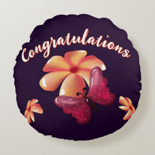 Coussins Ronds Motif papillon floral personnalisé et sur mesure 