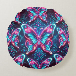 Coussins Ronds Motif papillon néon