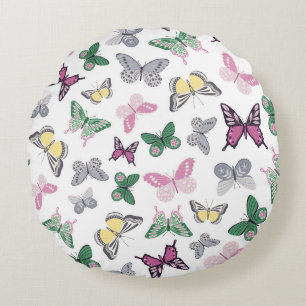 Coussins Ronds Motif papillon pastel coloré