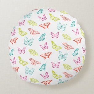 Coussins Ronds Motif papillon pastel coloré