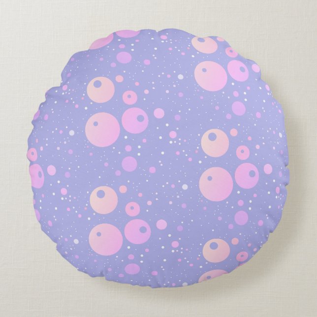 Coussins Ronds Motif pastel esthétique à points violets (Devant)