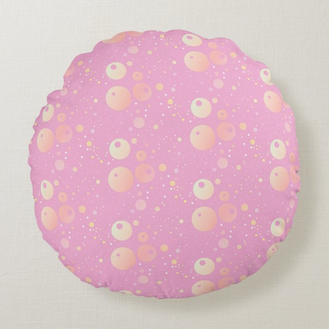 Coussins Ronds Motif Pastel esthétique points roses (Devant)