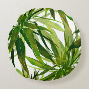 Coussins Ronds Motif peint à la main Feuille de palme