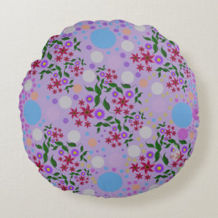 Coussins Ronds Motif personnalisé de fleurs et de vignes de style